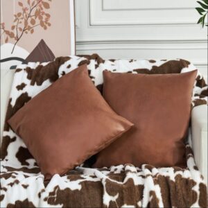 Melbourne Leather Co Genuine Leather Cushion Plain Square Soft,Living Deco