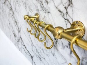 Unlacquered Brass Pot Rail, brass hanging hook , kitchen hanging Rail