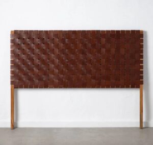 Woven Brown Leather Strap Headboard King Size – Hanging Headboard – Handmade