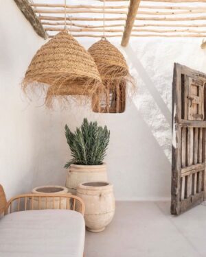 Handmade Seagrass Dome Ball Lamp Shades with Fringes | Boho Rattan Lighting