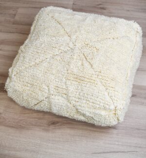 Beni Ouarain Floor Cushion – Handwoven Wool and Cotton – Cream Floor Seating